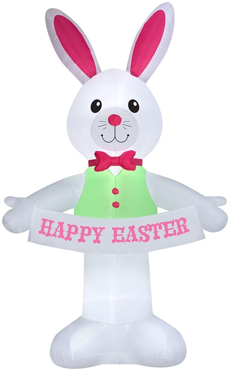 12.5' Gemmy Airblown Inflatable Giant Easter Bunny w/ Happy Easter Banner 440511